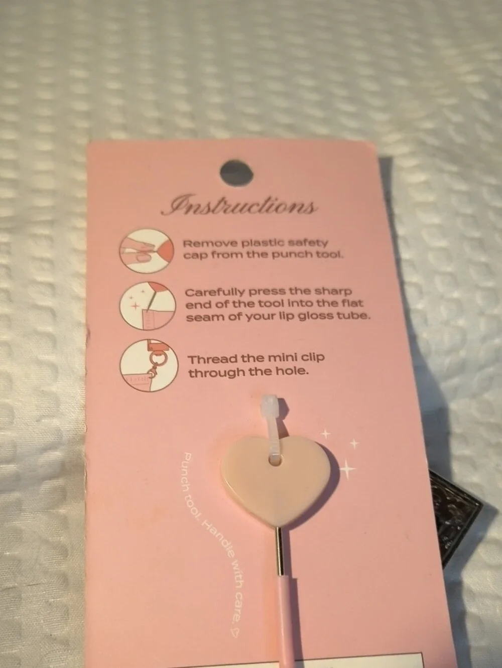 Lip Charms Pink Packaging Gold Keychain with Red Bead Charms Gloss Holder